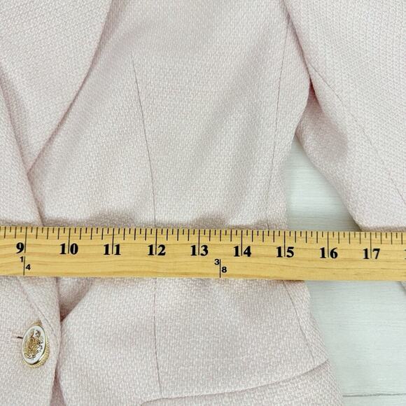 Zara Double Breasted Long Blazer Women S Pink Tailored Fitted Academia Tweed - Picture 15 of 16